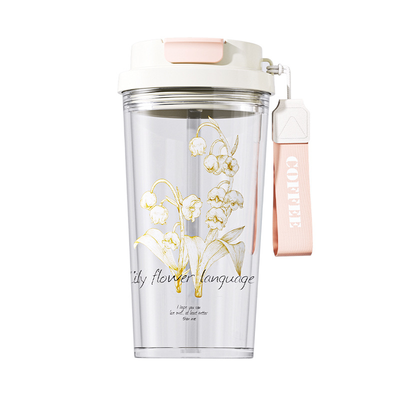 The new summer lily of the valley plastic cup of S98-YHSQ2005 is a creative, portable and shock-resistant plastic water cup with a high appearance level Item Picture