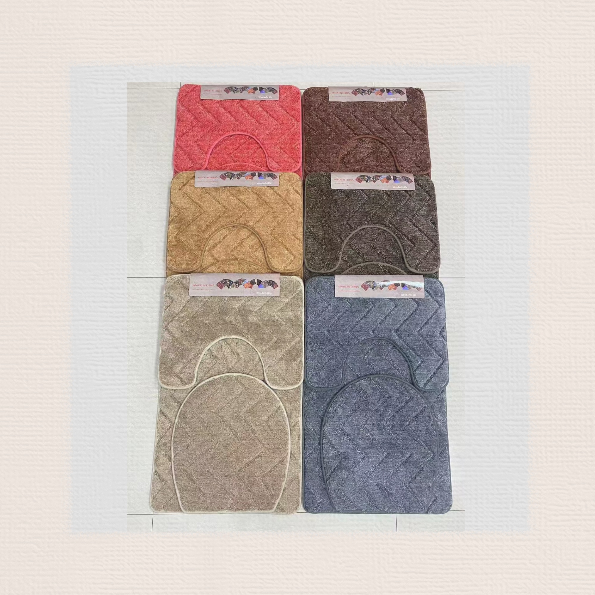 New solid color super fiber toilet three-piece set anti-slip mat, foot mat, door mat, living room mat, bed mat, bathroom mat, kitchen mat, student anti-slip mat, size 50*80+50*40+40*38cm details Picture