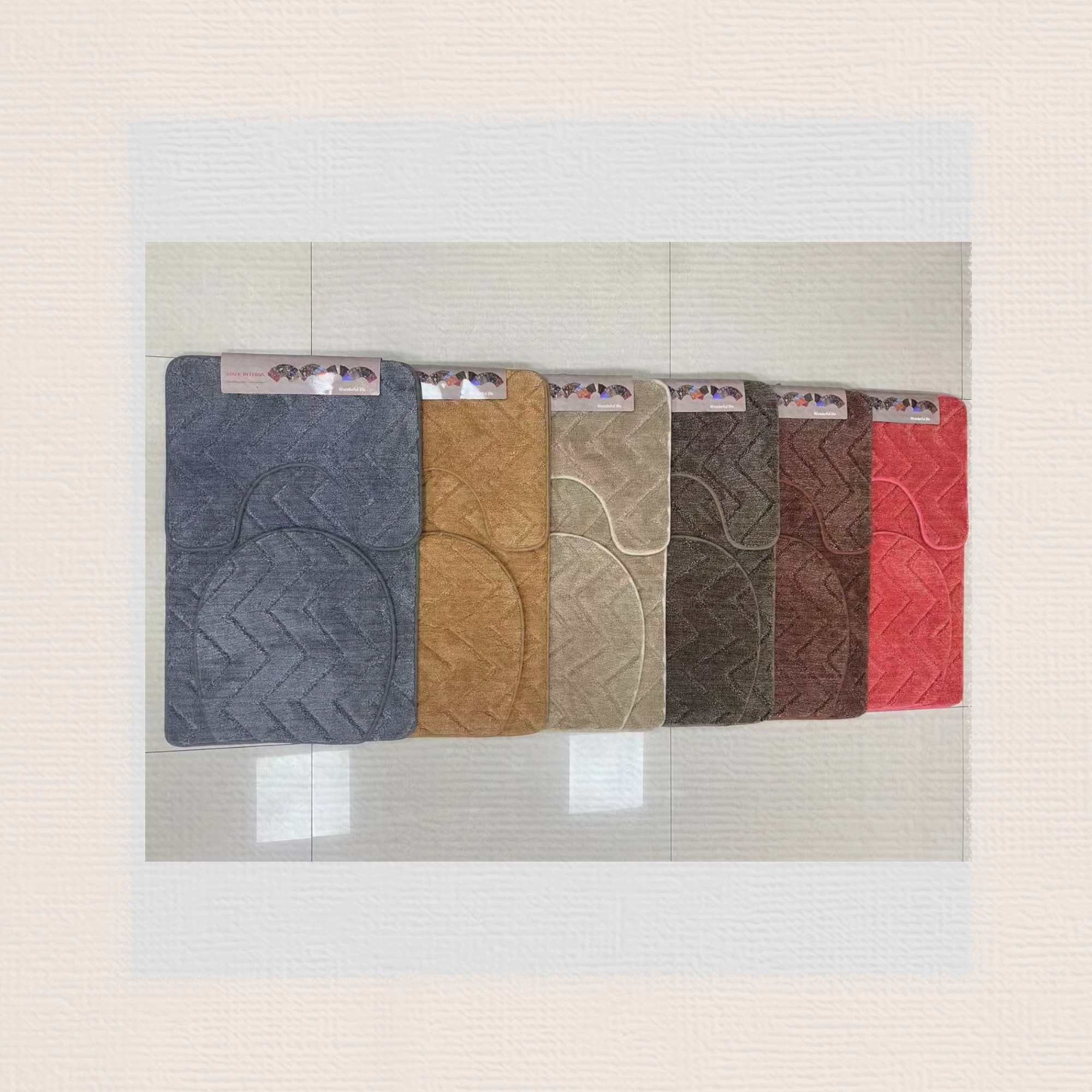 New solid color super fiber toilet three-piece set anti-slip mat, foot mat, door mat, living room mat, bed mat, bathroom mat, kitchen mat, student anti-slip mat, size 50*80+50*40+40*38cm Specification drawing