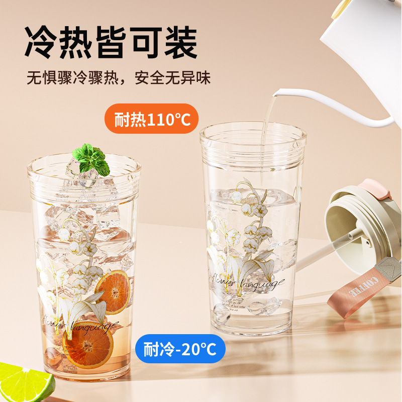 The new summer lily of the valley plastic cup of S98-YHSQ2005 is a creative, portable and shock-resistant plastic water cup with a high appearance level Application Scenario