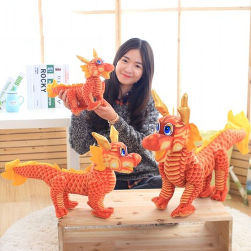Traditional Chinese dragon plush toys, big dragon figurines, Dragon Year zodiac dolls, cloth dolls, factory direct sales, plush toys, dolls, small animal plush toys, dolls pic 1