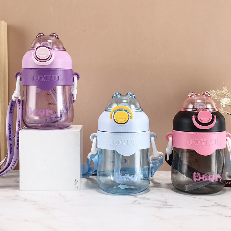 W67-9042 Rabbit Plastic Cup, high appearance level, girls' crossbody water bottle, outdoor portable, girls' and children's straw cup detail image 11