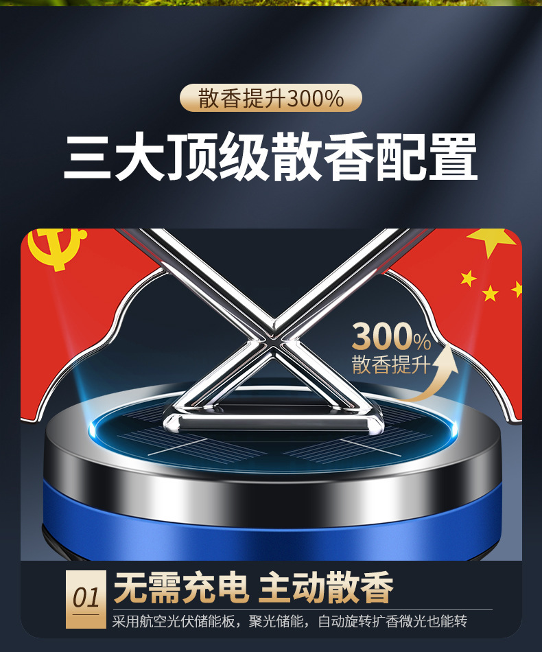 Car aroma diffuser, solar dual-flag rotating car perfume, aroma center console, interior decoration items and ornaments modification pic 8