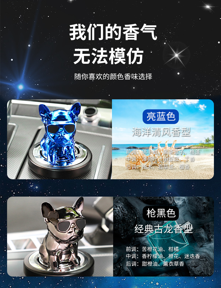 创意摇头墨镜狗汽车香水车载香薰摆件车内装饰品斗牛犬摆件公仔详情9