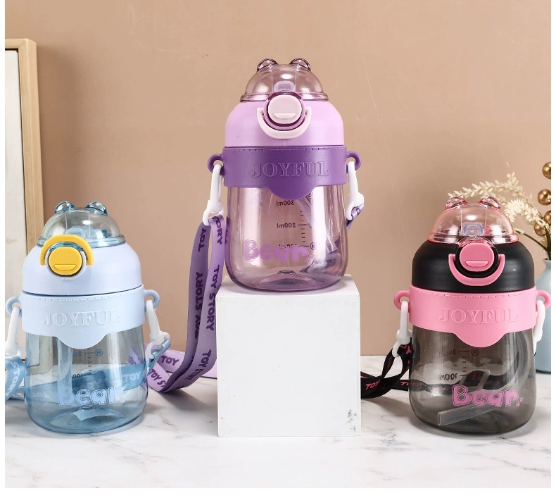 W67-9042 Rabbit Plastic Cup, high appearance level, girls' crossbody water bottle, outdoor portable, girls' and children's straw cup detail image 3