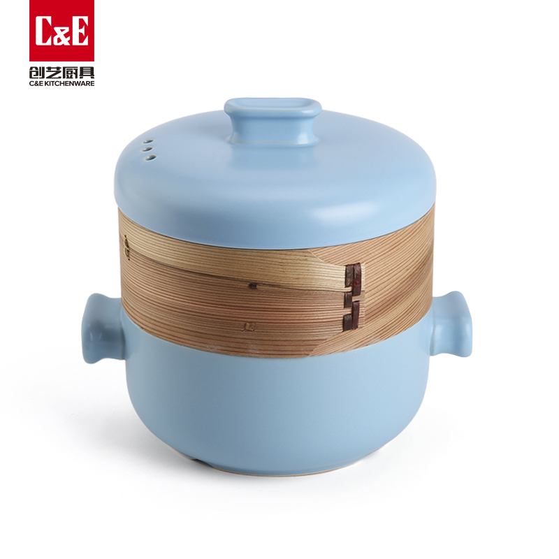 C&E Creative Ceramic steamer, with a high appearance level, is a multi-functional pot for steaming and boiling at the top and bottom, a soup pot, and kitchenware for home use pic 15
