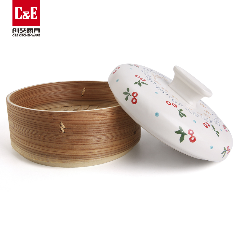 C&E Creative Ceramic steamer, with a high appearance level, is a multi-functional pot for steaming and boiling at the top and bottom, a soup pot, and kitchenware for home use pic 6