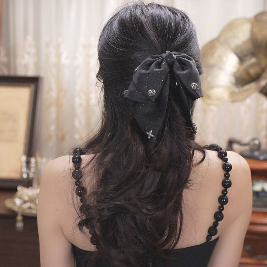 Stylish bestseller satin bow clip for women, shark clip for the back of the head, elegant and versatile low ponytail clip, half-tied hair clip