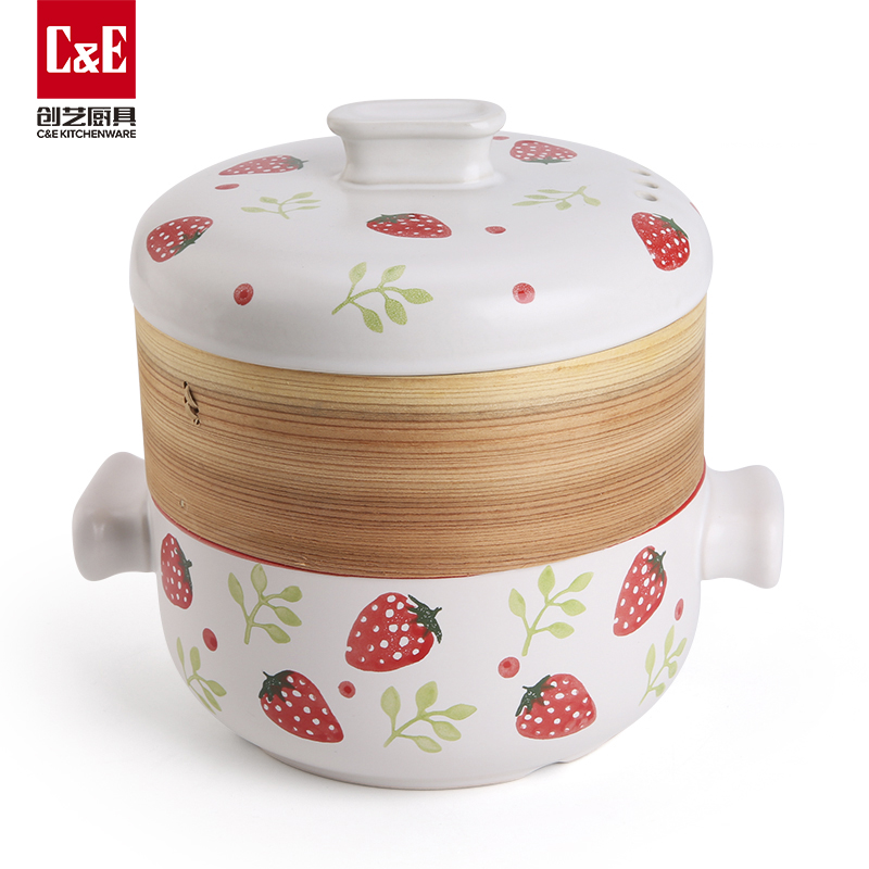 C&E Creative Ceramic steamer, with a high appearance level, is a multi-functional pot for steaming and boiling at the top and bottom, a soup pot, and kitchenware for home use pic 16