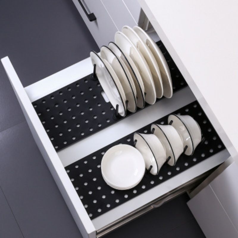 Anti-slip kitchen drawer, dish and plate storage, draining rack, multi-functional portable card slot type organization and storage rack details Picture