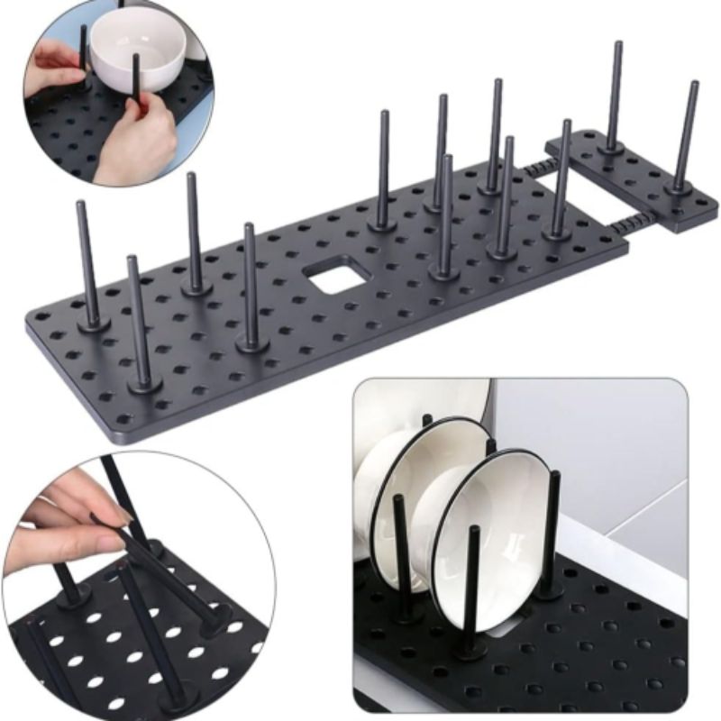 Anti-slip kitchen drawer, dish and plate storage, draining rack, multi-functional portable card slot type organization and storage rack Specification image