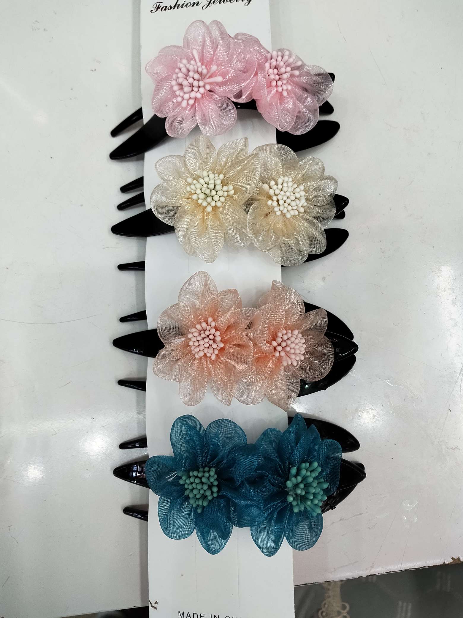 时尚女士短款假发 配饰发钗蝴蝶结布花头饰 简约夏天发簪 热压贴钻衣服贴饰品