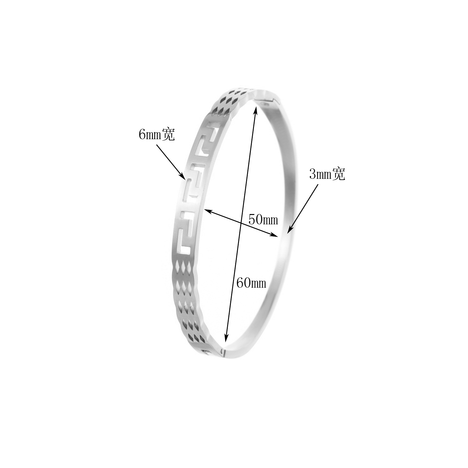手镯/不锈钢手镯/沙金/叮当手镯/银手镯细节图