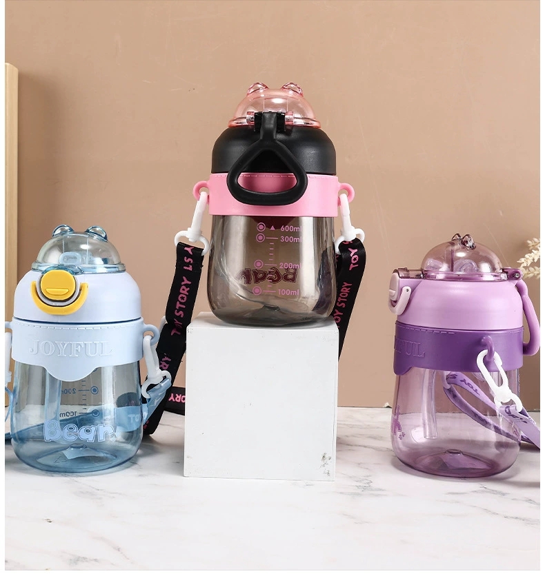 W67-9042 Rabbit Plastic Cup, high appearance level, girls' crossbody water bottle, outdoor portable, girls' and children's straw cup detail image 6