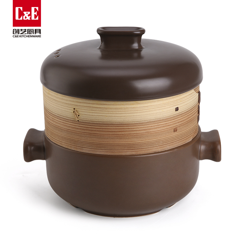 C&E Creative Ceramic steamer, with a high appearance level, is a multi-functional pot for steaming and boiling at the top and bottom, a soup pot, and kitchenware for home use pic 12