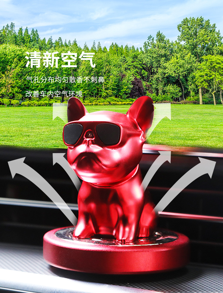 创意摇头墨镜狗汽车香水车载香薰摆件车内装饰品斗牛犬摆件公仔详情5