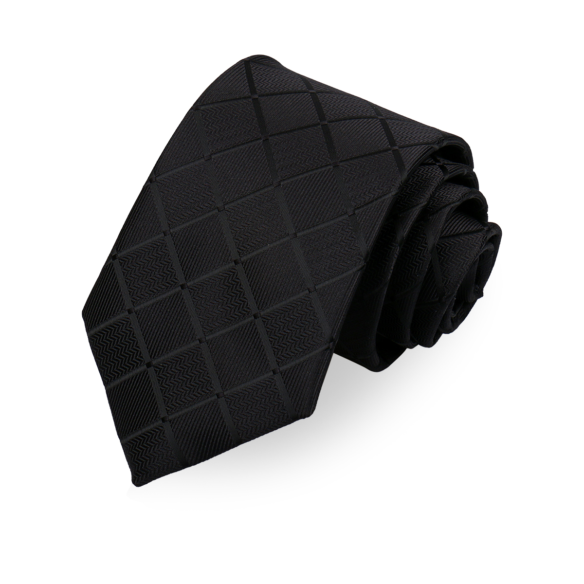 Black checkered men's high-end South Korean silk tie Application Scenario