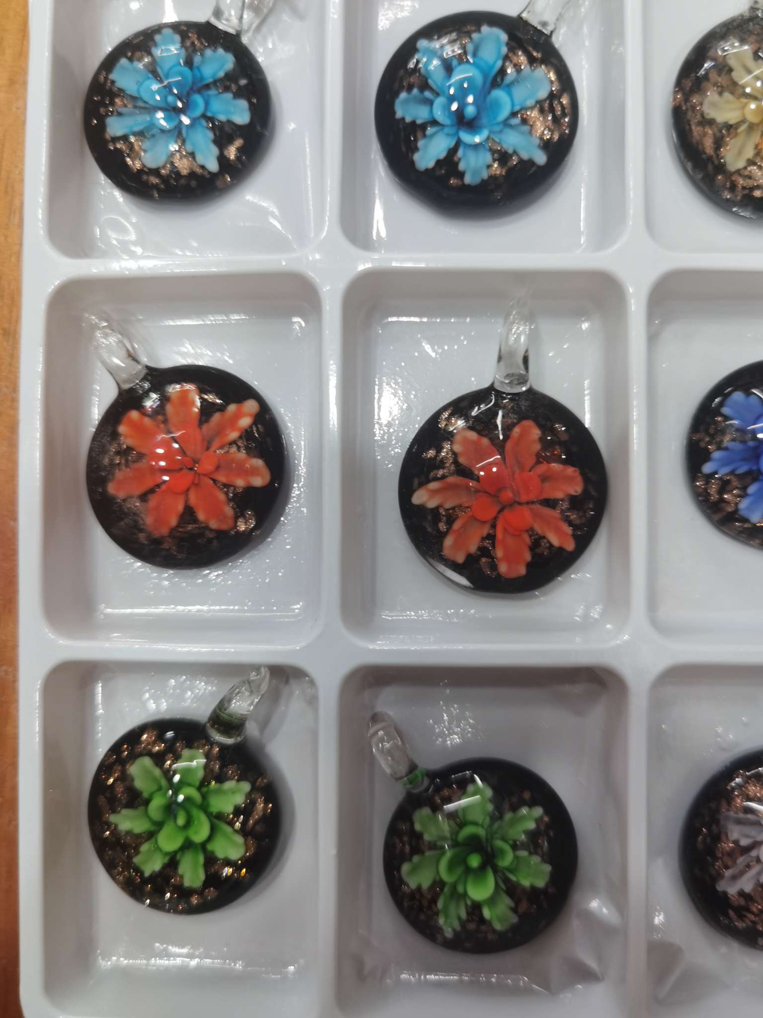 手工琉璃吊坠枫叶花圆饼