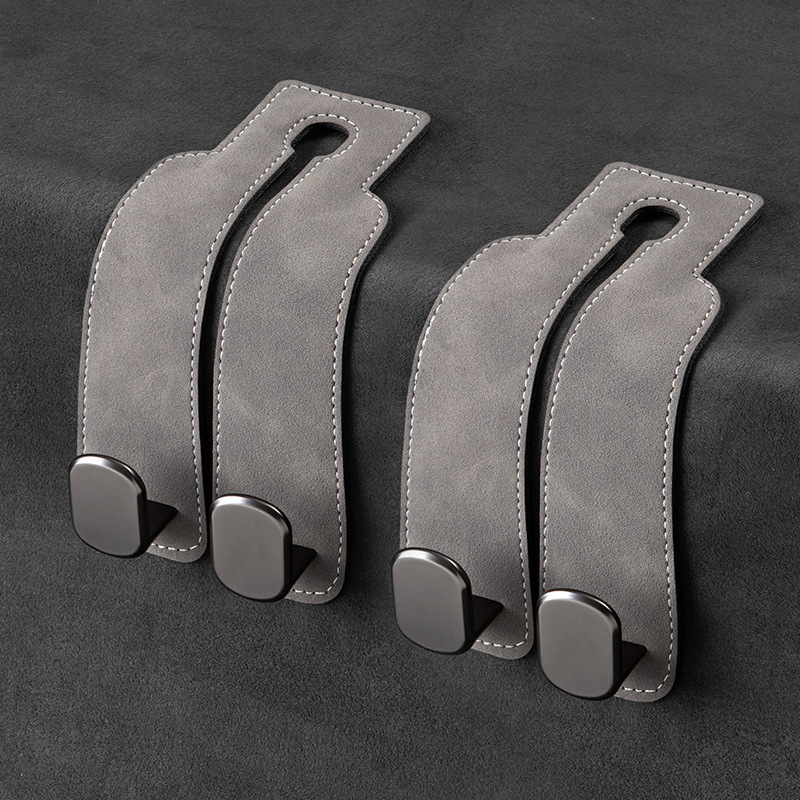 Car hooks, seat back suede hooks, metal double hooks, rear storage bags, hidden hooks details Picture