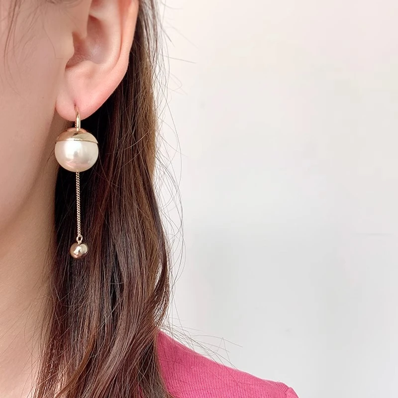Aomi Pearl Stud Earrings Long Earrings Female Senior Sense Temperament Network Red Explosive 2024 New Trend