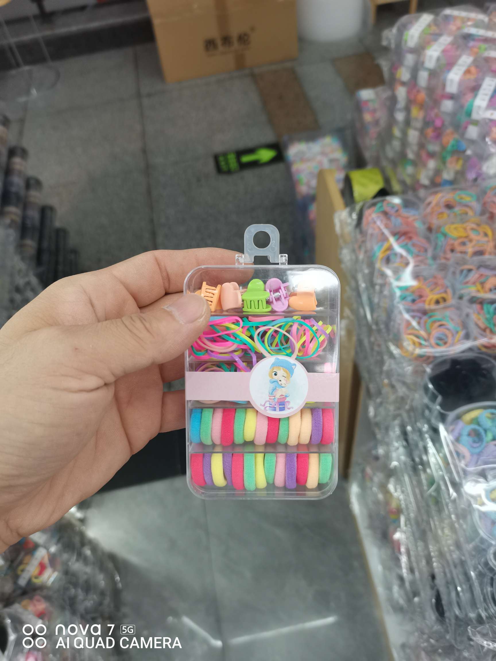 西布伦饰品 网络爆款 五格盒子混 小抓夹 一次性皮筋 拇指毛圈混装 发圈头绳发圈