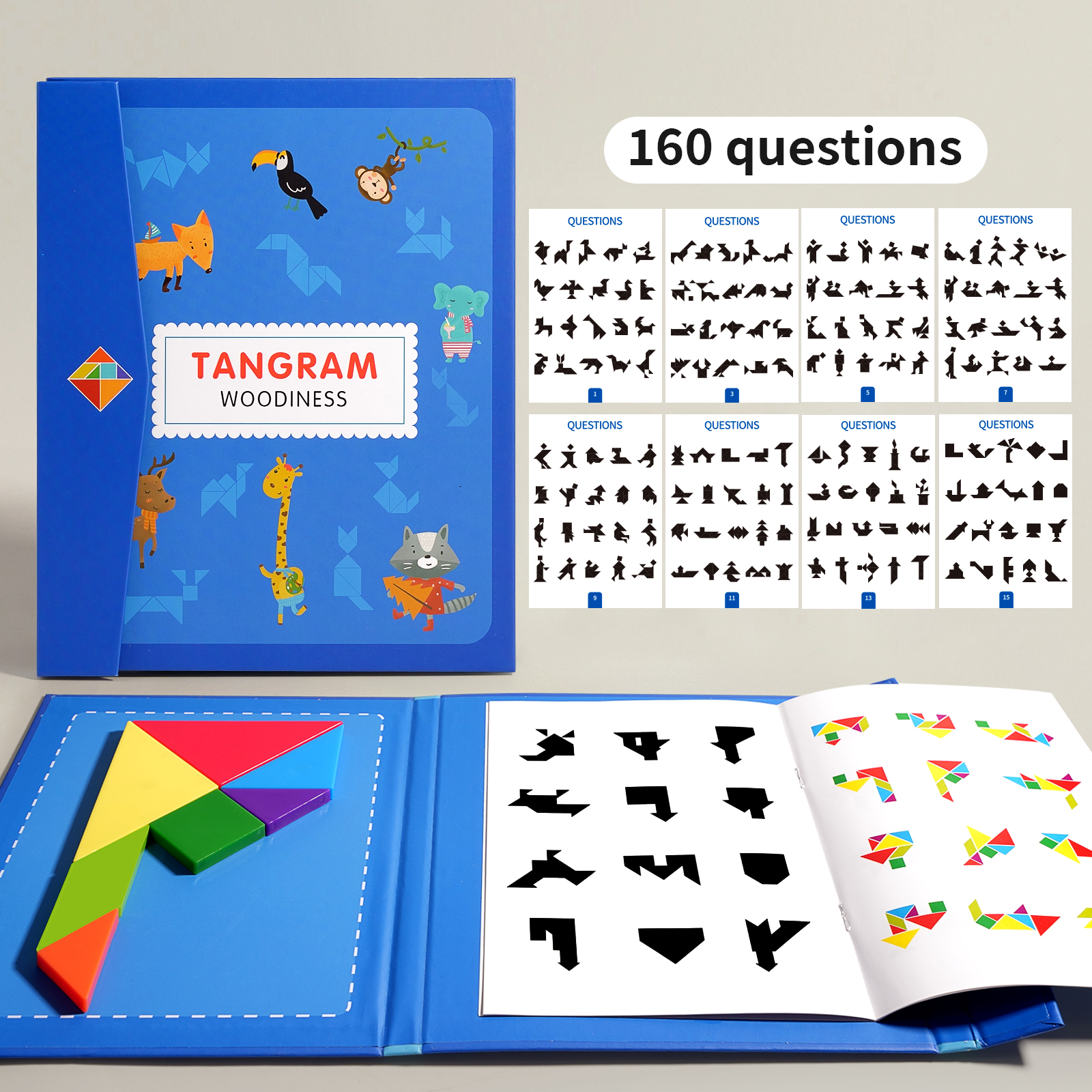 Book-clip magnetic tangram puzzle for children's early education magnetic advanced tangram puzzle puzzle for kindergarten teaching AIDS development intelligence toys Item Picture