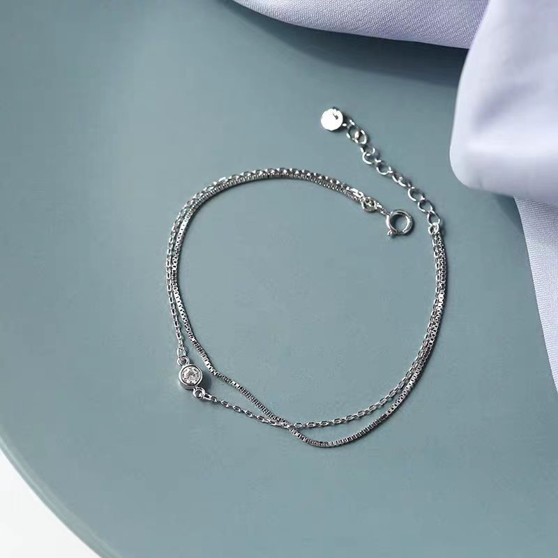 多层手链女简约文艺小清新冷淡风闪钻双层个性闺蜜手饰闺蜜潮配饰闪钻亮晶晶 手链白底实物图