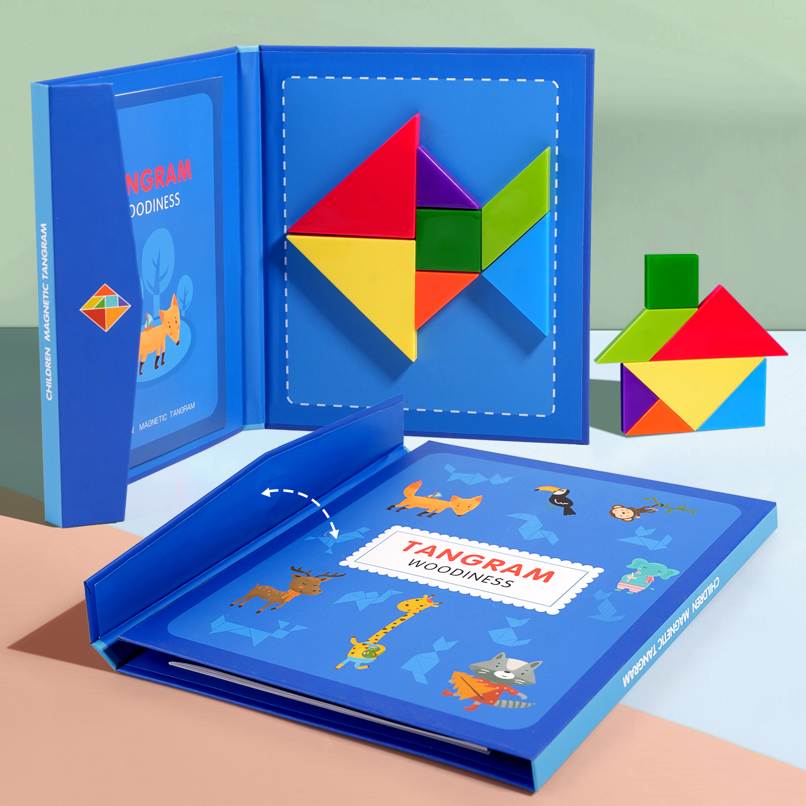 Book-clip magnetic tangram puzzle for children's early education magnetic advanced tangram puzzle puzzle for kindergarten teaching AIDS development intelligence toys Application Scenario