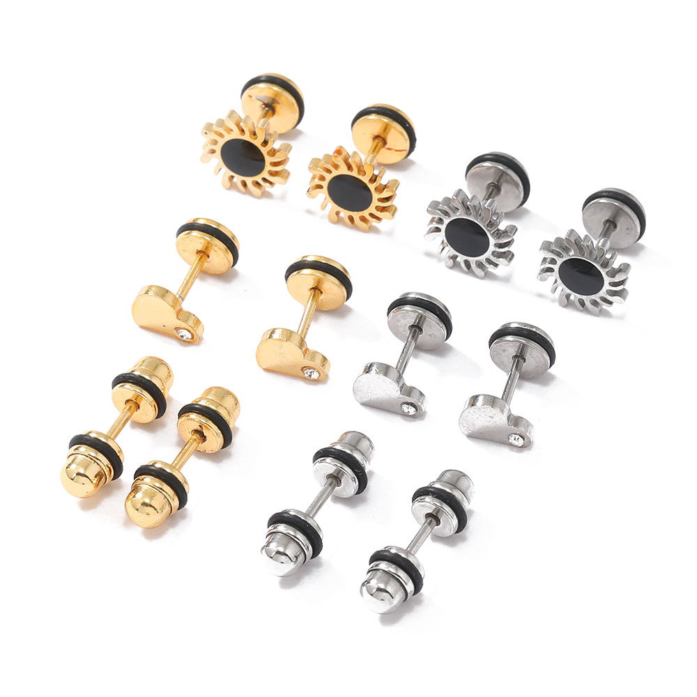 外贸专供耳钉旋风爱心朋克嘻哈高级感简约个性潮流耳钉男女通用