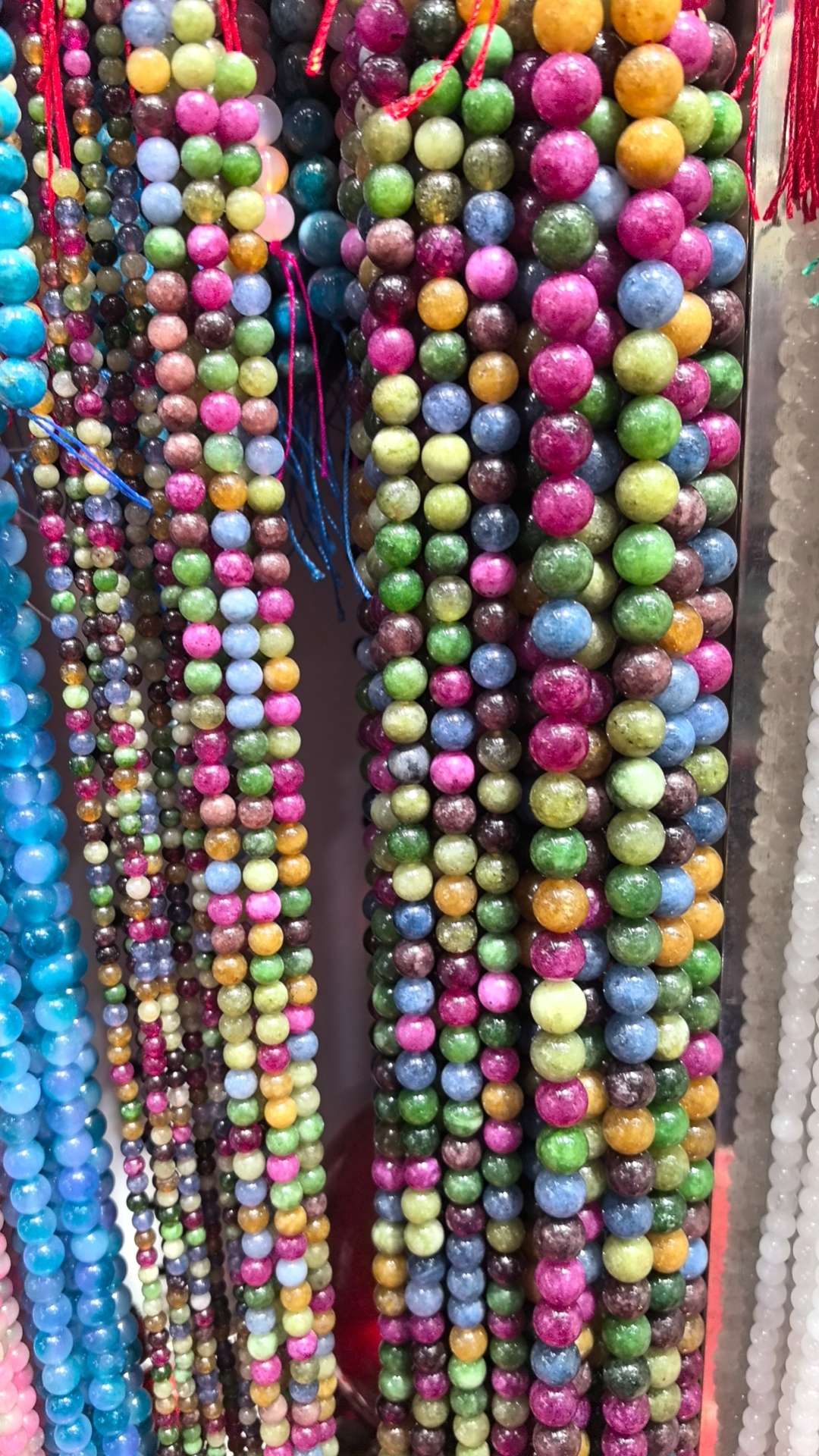 天然石仿碧玺色石头圆珠4-10mm 半成品饰品配件 散珠串珠 DIY手工珠子 手链项链制作材料 散珠批发