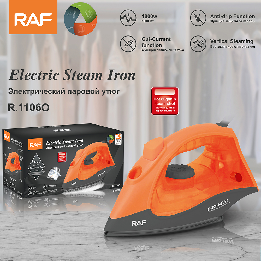 RAF European and American standard handheld household electric iron, dry and wet dual-purpose steam iron, steam ironing machine, temperature adjustable portable ironing machine pic 9
