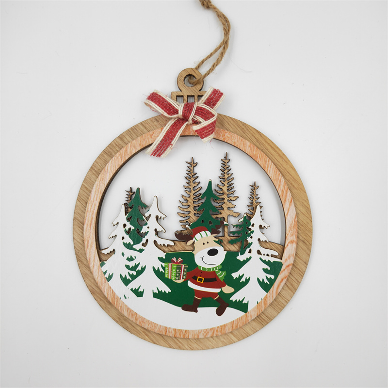 Cheung Chau Christmas Christmas Pendant Home Decor Wooden Craft Christmas Props Holiday Gifts Christmas Decoration Wooden Pendant Round Item Picture