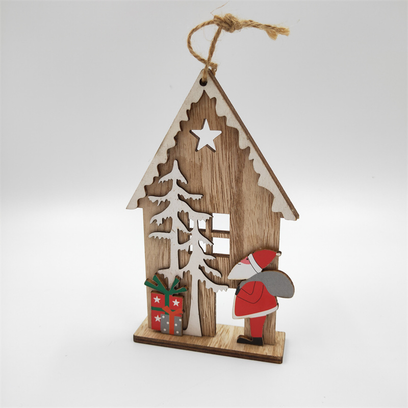 Cheung Chau Christmas Christmas Pendant Home Decor Wooden Craft Christmas Props Holiday Gifts Christmas Decoration Wooden Pendant House Shape Application Scenario