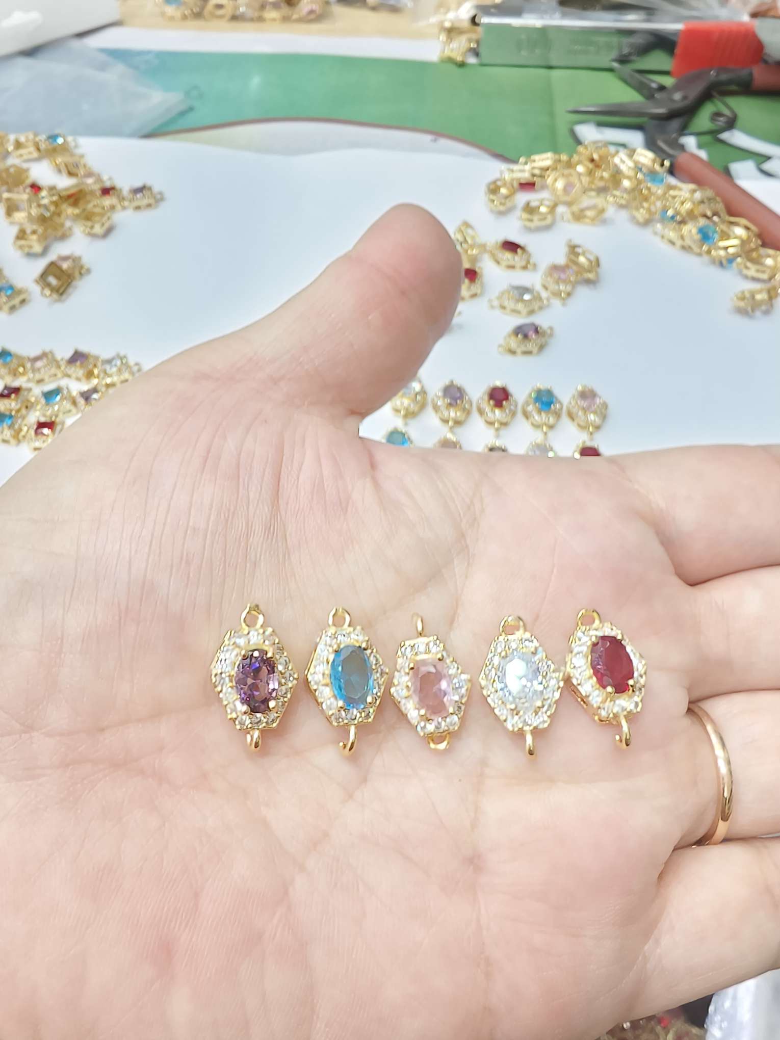 铜镶锆电镀保色金饰品配件 DIY手工耳环项链材料包 创意手作饰品材料批发详情图4