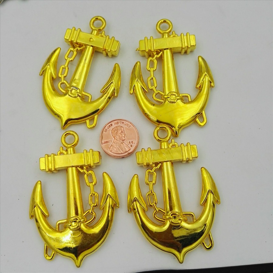Wholesale source manufacturer of multi-color retro diy plastic jewelry accessories and ancient bronze ship anchor hangers, 100 pieces per package detail image 2