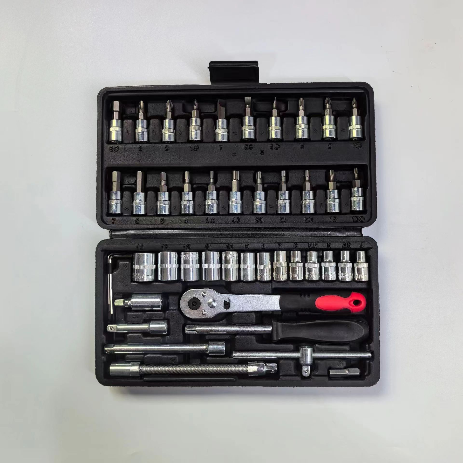 46件套新款扳手套筒批头组合小快速棘轮扳子套装可家用维修工具箱