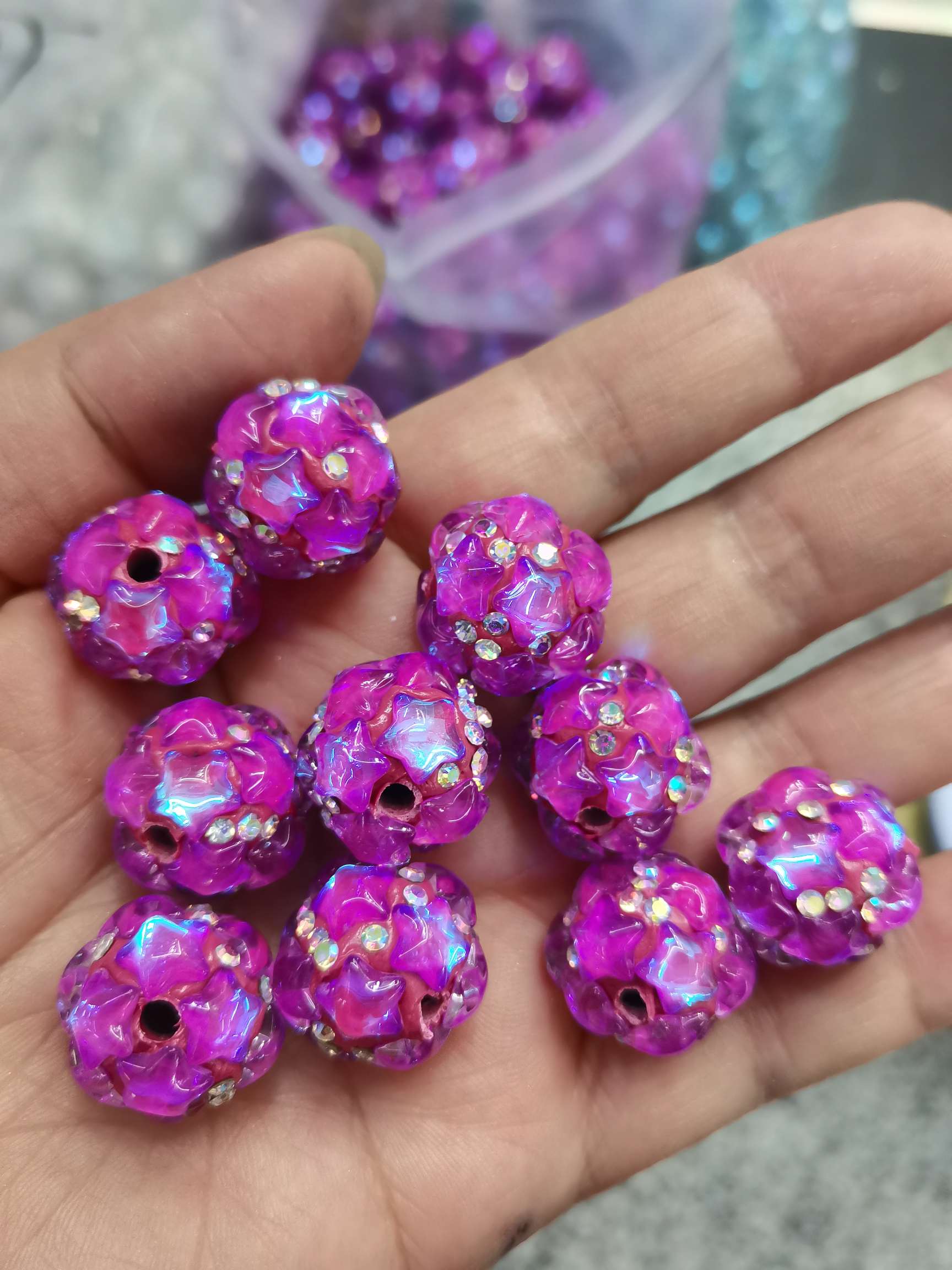 Purple-red star-shaped element glass veneer soft clay ball accessory