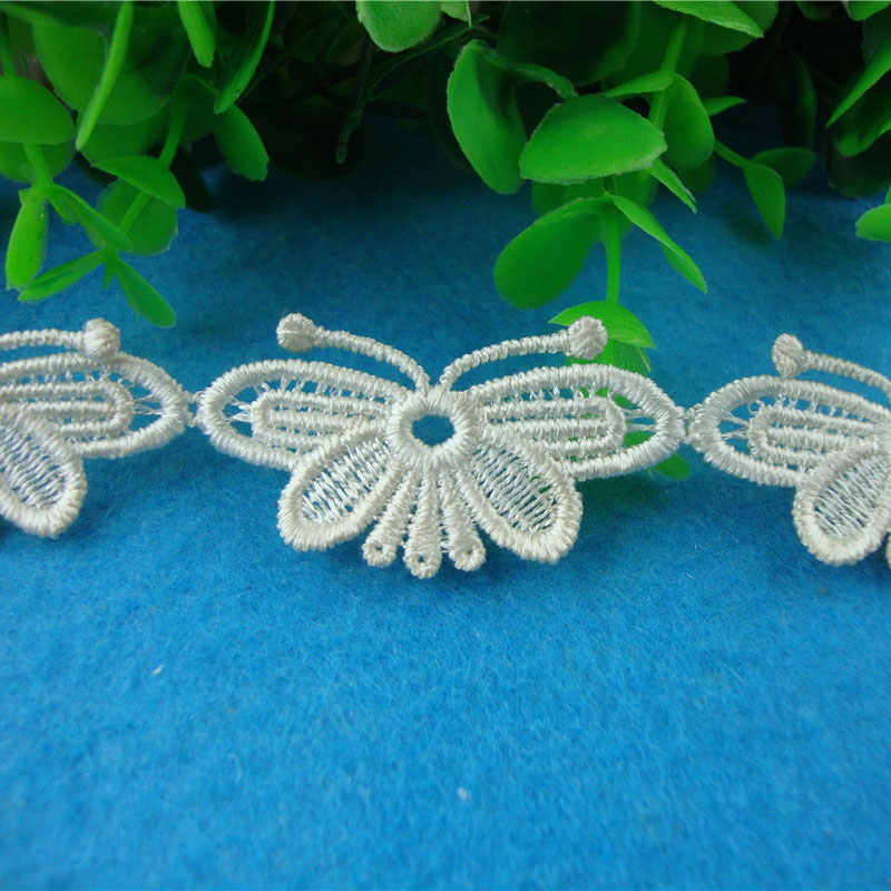 小蝴蝶水溶 花个现货涤纶蕾丝刺绣袖口领口服饰家纺窗帘手工辅料