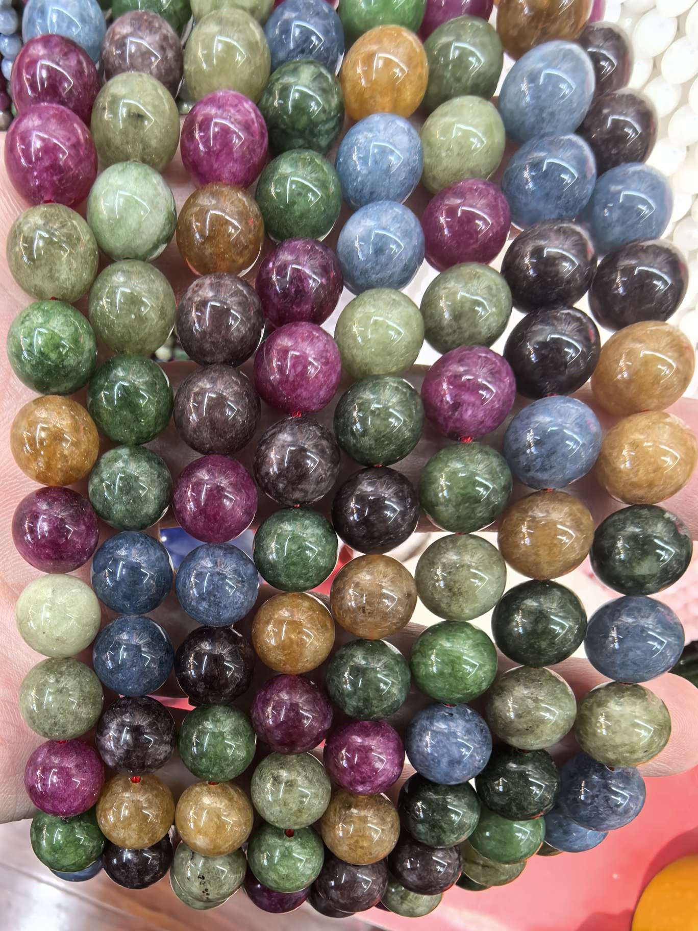 天然石仿碧玺色石头圆珠4-10mm 半成品饰品配件 散珠串珠 DIY手工珠子 手链项链制作材料 散珠批发详情图2