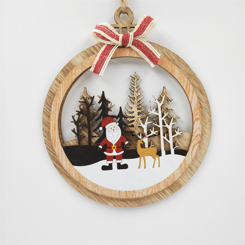 Cheung Chau Christmas Christmas Pendant Home Decor Wooden Craft Christmas Props Holiday Gifts Christmas Decoration Wooden Pendant Round Specification drawing