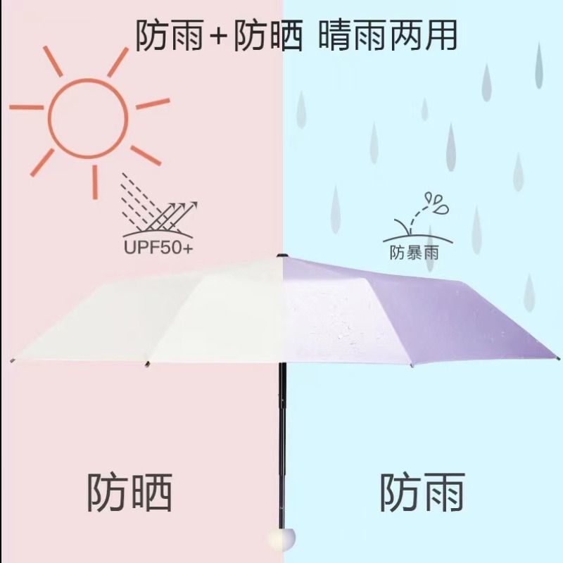 太阳伞女晴雨两用防晒防紫外线折叠雨伞学生便携遮阳伞详情图3