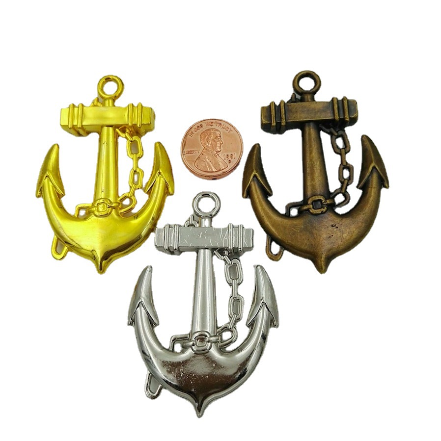 Wholesale source manufacturer of multi-color retro diy plastic jewelry accessories and ancient bronze ship anchor hangers, 100 pieces per package detail image 5