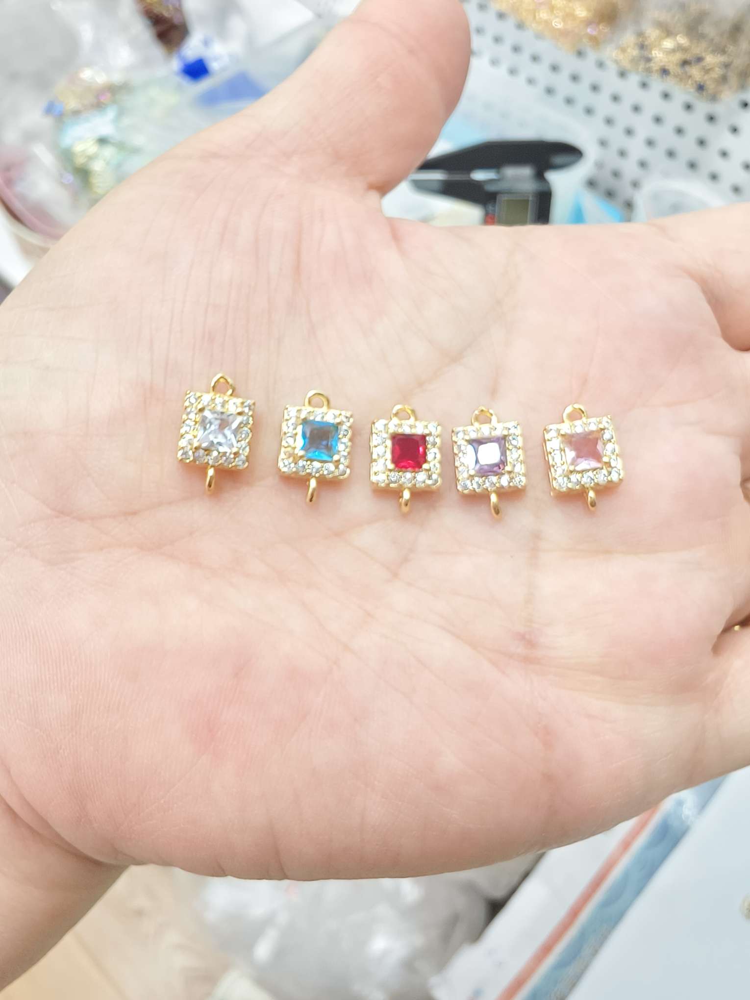 铜镶锆电镀保色金饰品配件 DIY手工耳环项链材料包 创意手作饰品材料批发细节图