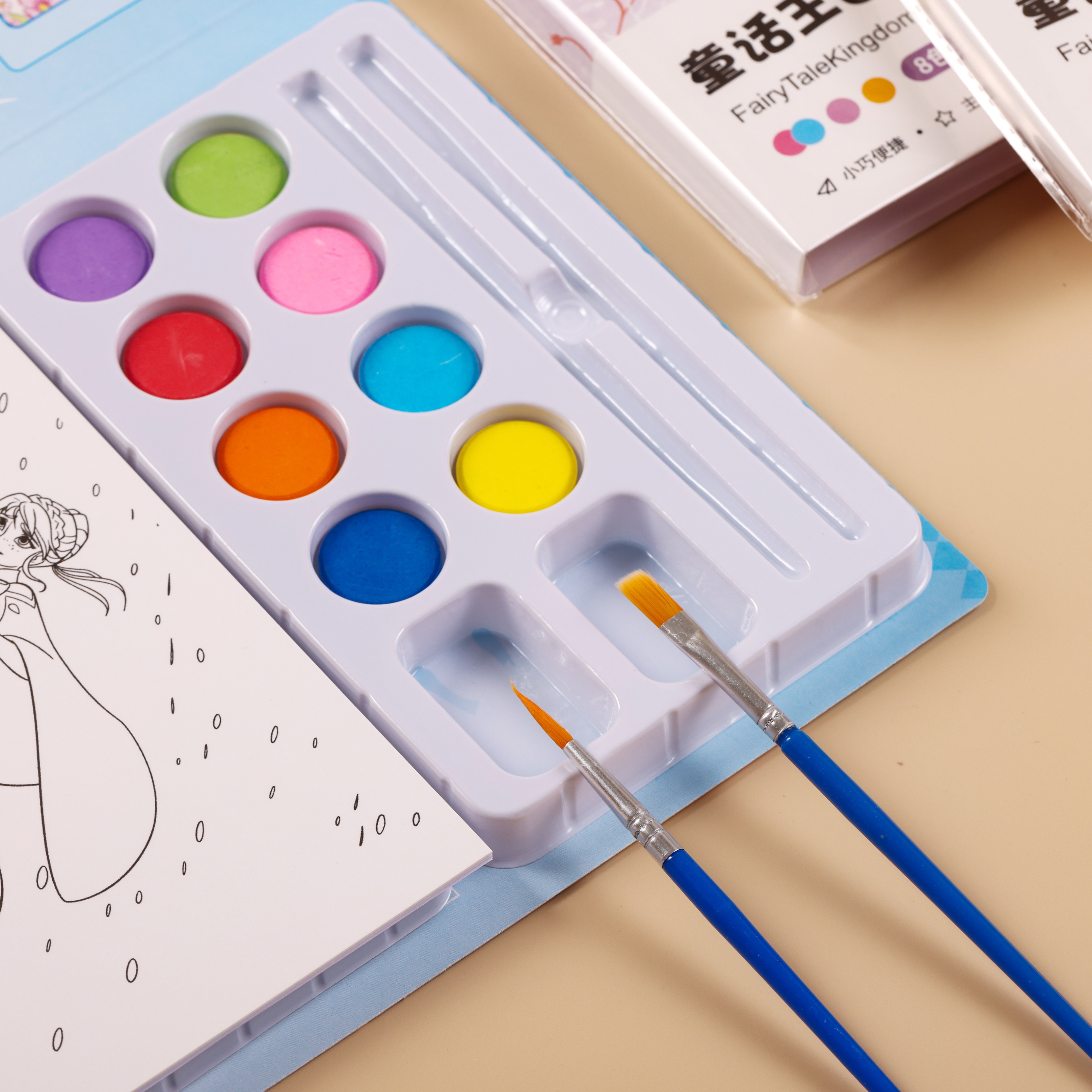 Fairy Tale Kingdom Watercolor Coloring Painting Set, Creative watercolor children's doodle painting Watercolor Specification image