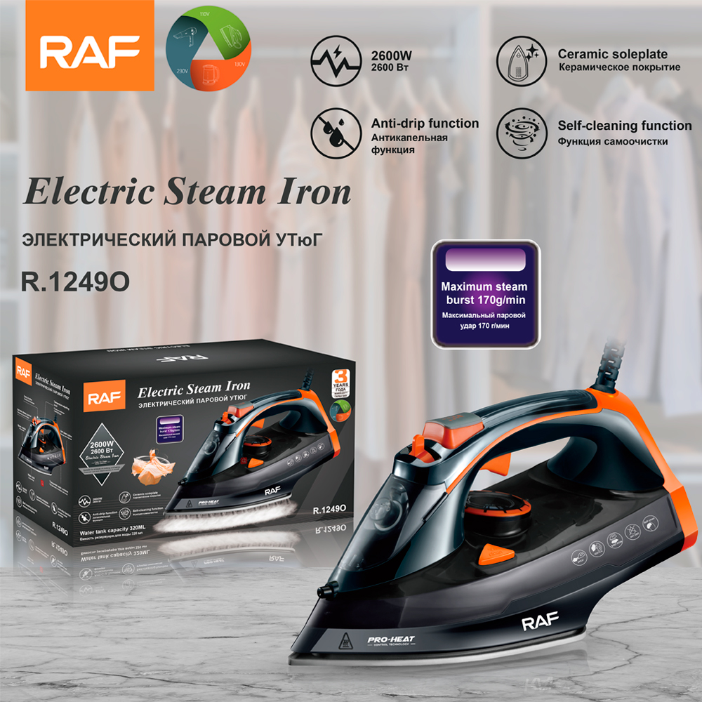 RAF European standard cross-border handheld electric iron, household small portable steam iron, handheld ironing machine 2600W