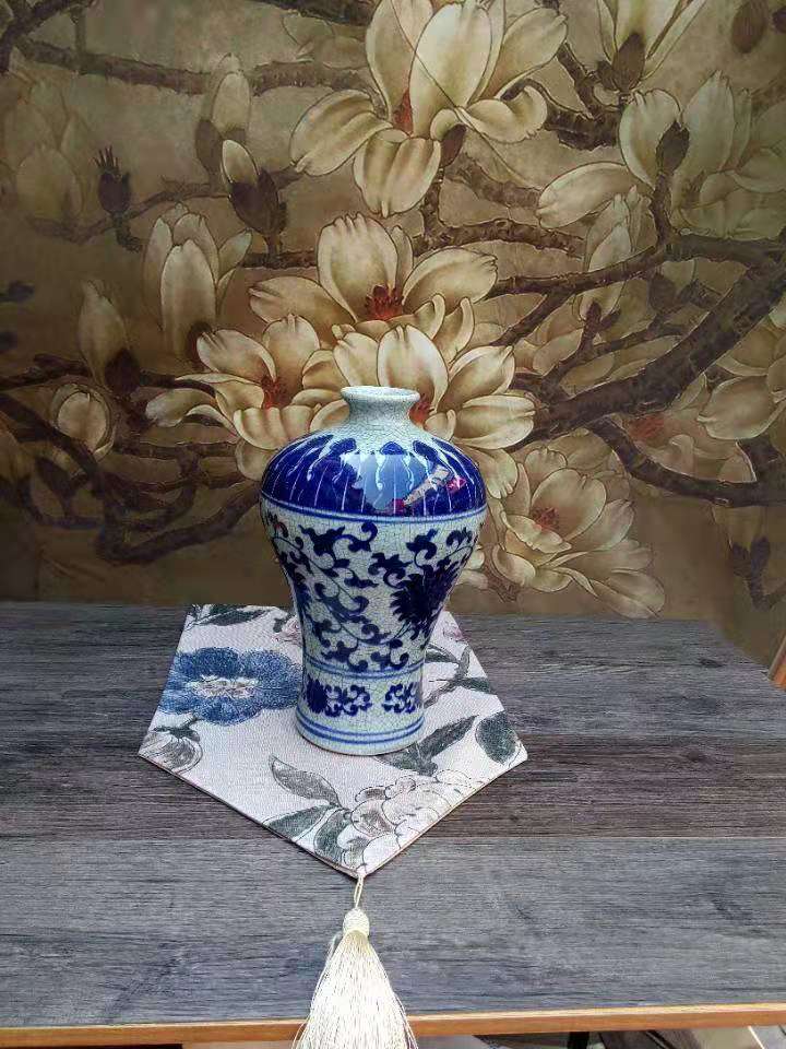 景德镇陶瓷花瓶醒花桶 金属装饰摆件 工艺品礼品 精致艺术品家居装饰品