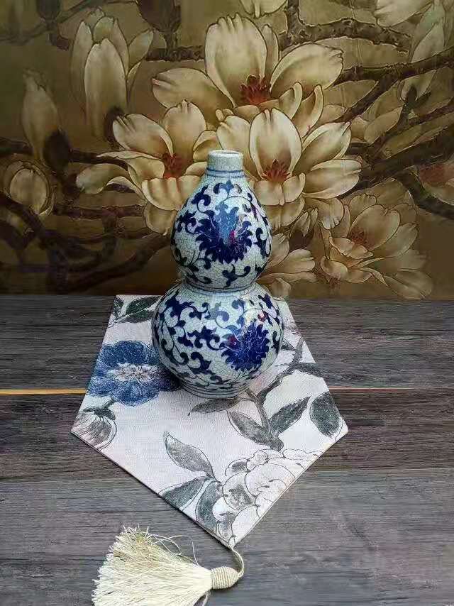 景德镇陶瓷花瓶醒花桶 金属工艺品装饰摆件 礼品工艺摆件装饰花瓶 精致艺术品家居装饰品