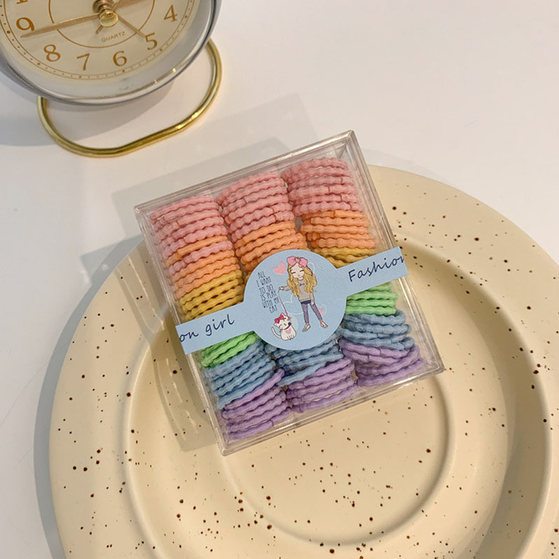 儿童彩色头绳基础款盒装宝宝不伤发皮筋网红女童简约无接缝头饰品 发夹儿童夏季可爱详情图4