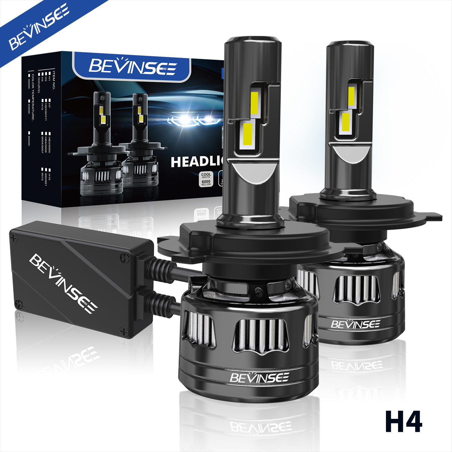 22000LM 120W LED 大功率前大灯远近光灯 H4 H7 H11灯泡汽车大灯 