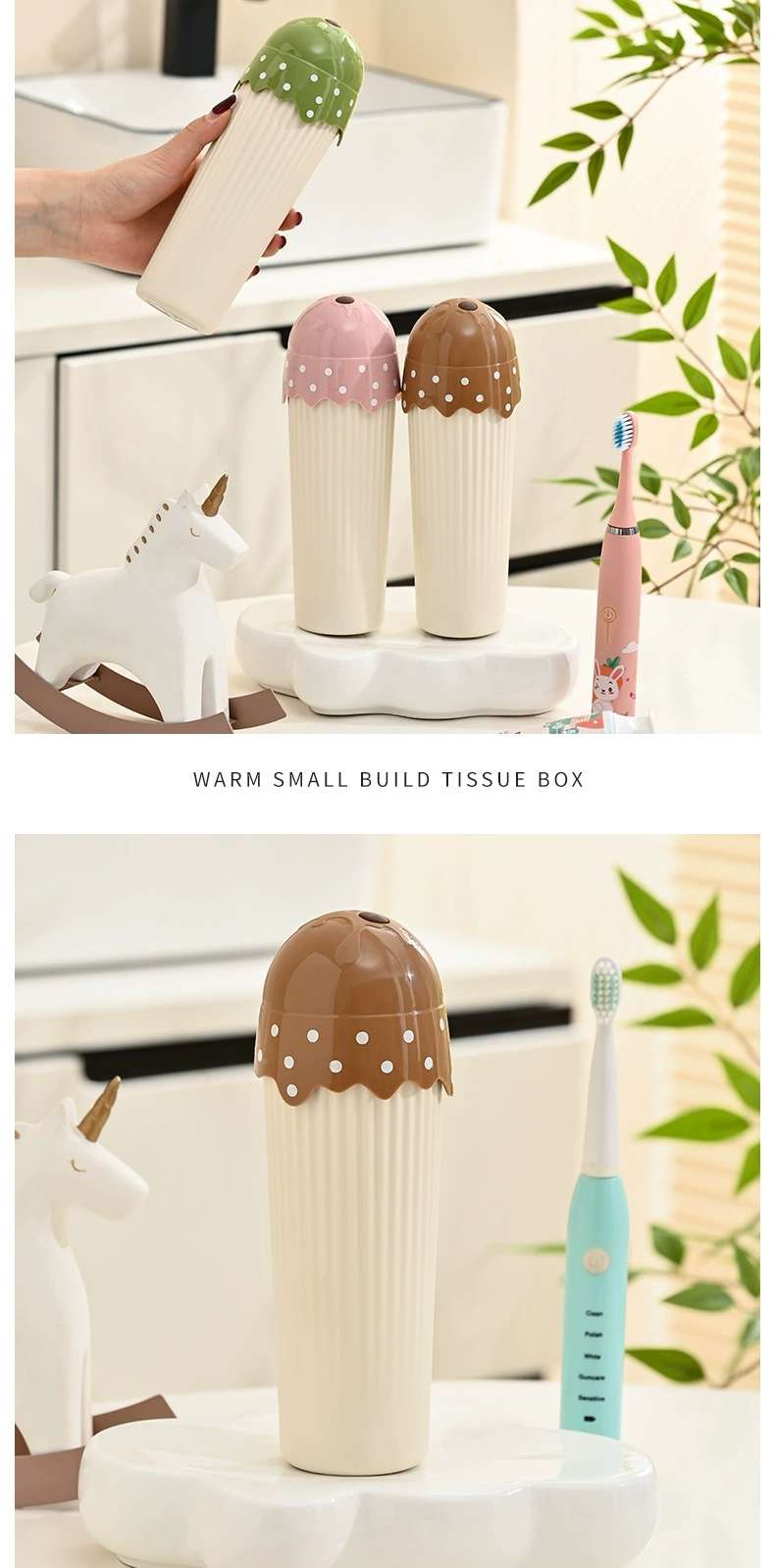 M73-6201 Simple Travel Portable Toothbrush Box, Cartoon ice cream, multi-functional Brushing Cup, Portable mouthwash cup detail image 11